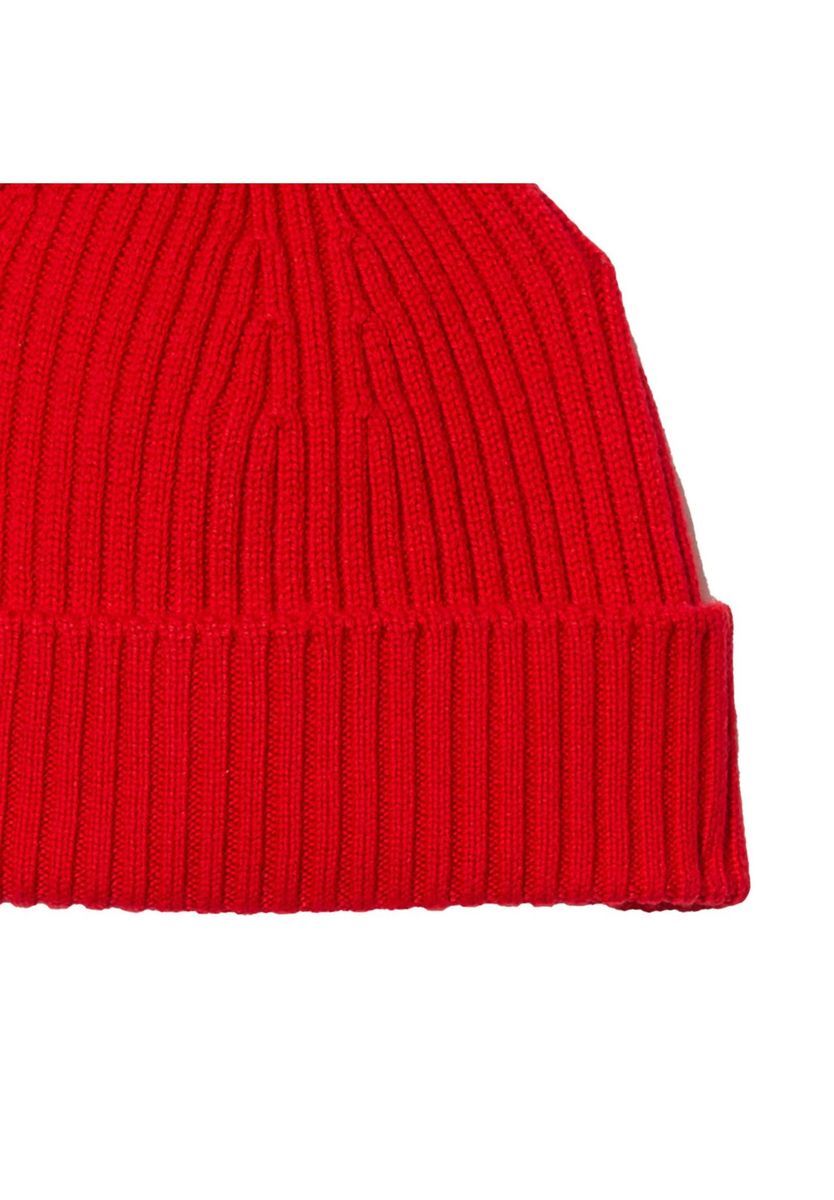 Gerippte Wollmütze mit Logo-Patch