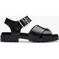 Schwarze Leder-Sandalen mit gekreuzten Riemen