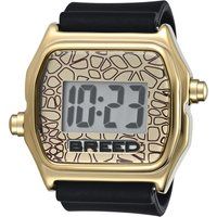 Goldfarbene Digitaluhr mit schwarzem Armband