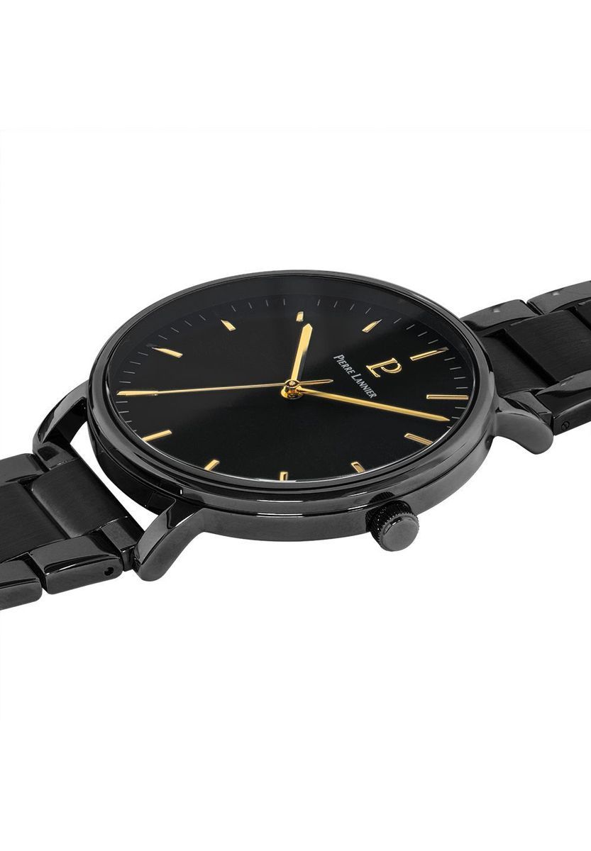 Minimalistische schwarze Edelstahluhr