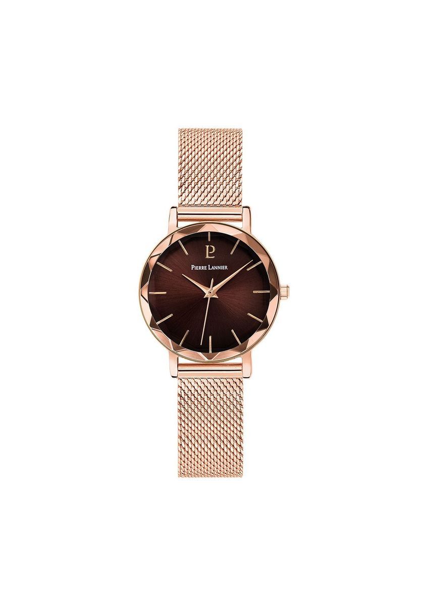 Elegante roségoldene Uhr mit braunem Zifferblatt