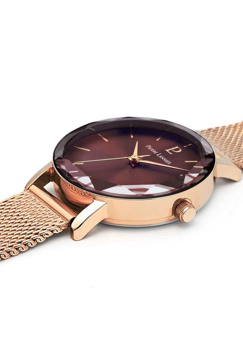 Elegante roségoldene Uhr mit braunem Zifferblatt