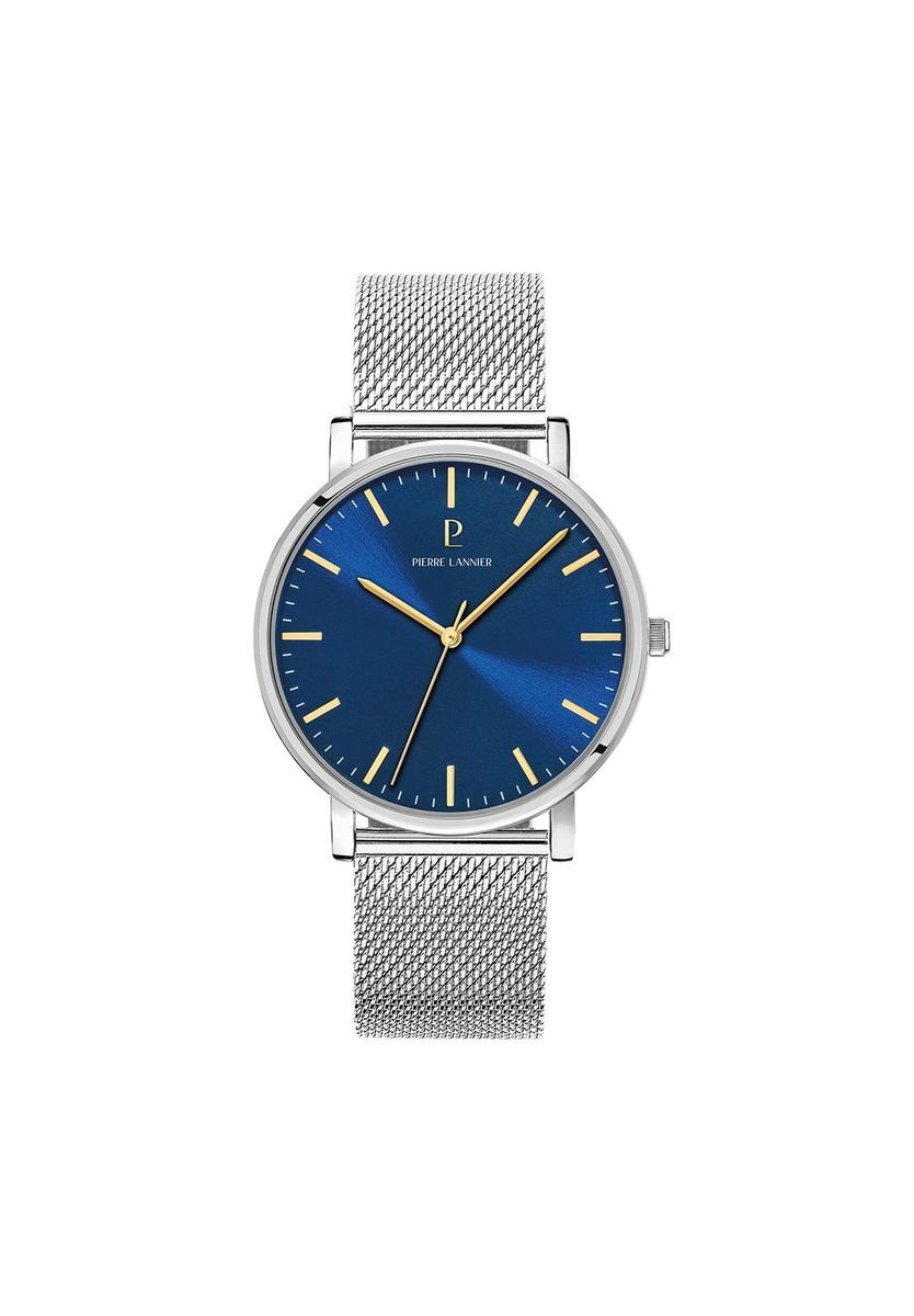 Elegante Mesh-Uhr mit blauem Zifferblatt