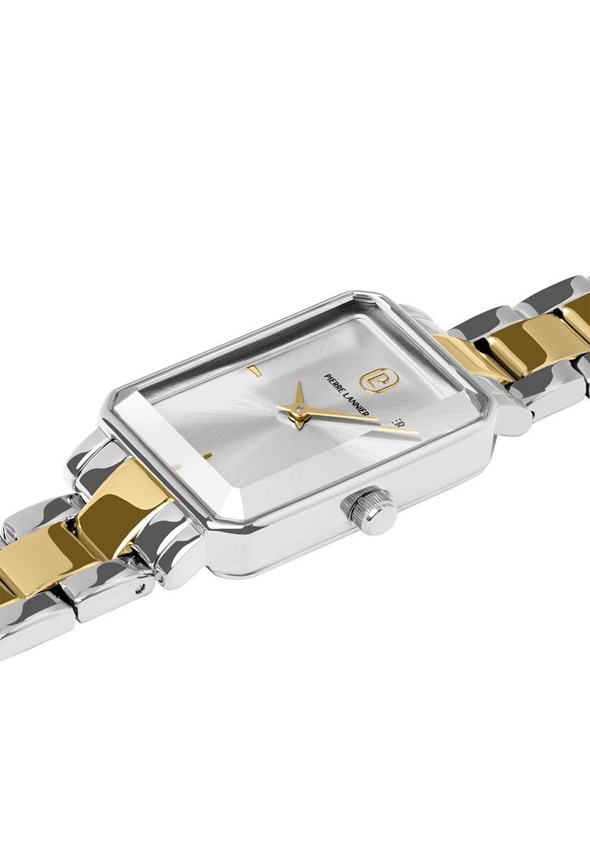 Zweifarbige Armbanduhr mit rechteckigem Zifferblatt