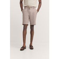 Herren Beige Leinen Bermuda Shorts mit Kordelzug