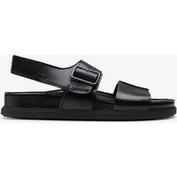 Schwarze Leder-Riemensandalen für Herren