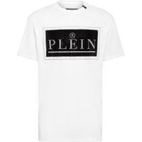 Baumwoll Jersey T-Shirt mit Strass-Logo