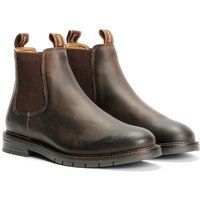 Tower London Hafen Leder Herren Dunkelbraune Chelsea-Stiefel