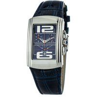 Blaue rechteckige Lederuhr