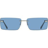 Rechteckige randlose Sonnenbrille mit blauen Gläsern