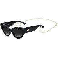 Kristallverzierte Cateye-Sonnenbrille mit Kette
