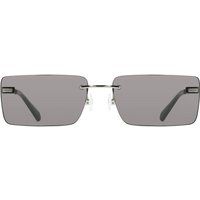 Randlose, rechteckige Sonnenbrille mit grauen Gläsern