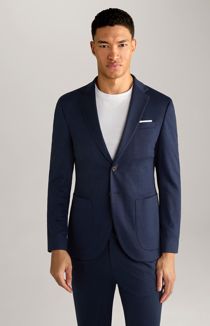 Marineblau meliertes Jersey-Strick-Sakko