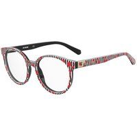 Runde Brille mit rotem Herzdesign