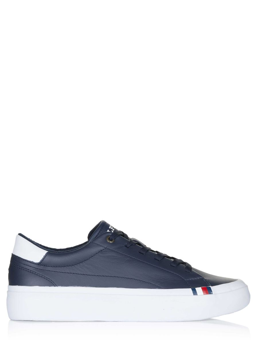 Marineblaue Low-Top Court Sneaker aus Leder