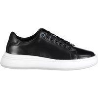 Schwarze Leder Plateau Sneaker