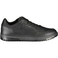Minimalistischer schwarzer Leder Low-Top Sneaker