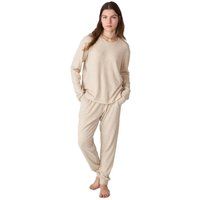 Geripptes Damen-Schlafanzugset mit langen Ärmeln