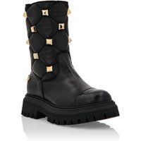 Gesteppte Stiefelette aus Leder mit Nieten