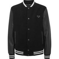 Schwarze Collegejacke mit Lederärmeln