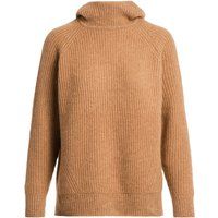 Kamelbrauner Strick-Hoodie aus Wollmischung