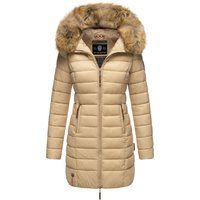 Gesteppter mittellanger Puffer Mantel mit Kunstfell