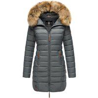 Gesteppter mittellanger Puffer Mantel mit Kunstfell
