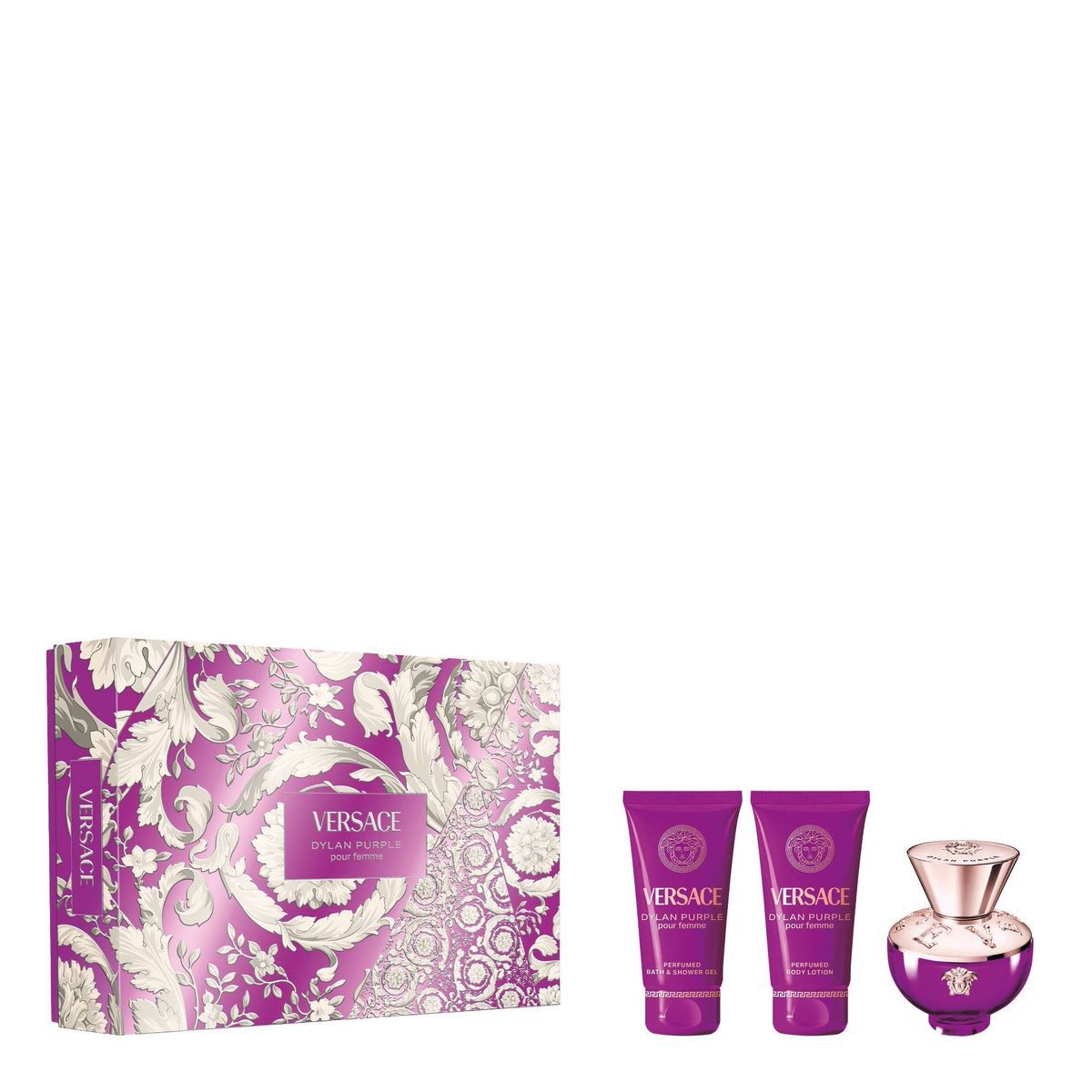 Versace Dylan Purple Eau de Parfum 50ml Geschenkeset mit Duschgel & Körperlotion