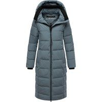 Langer gesteppter Puffer-Mantel mit Kapuze