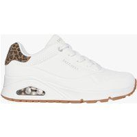 Skechers 177093/whld Uno-Jungle Nite Damen Sneakers Weiß Durabuck/leopardenmuster