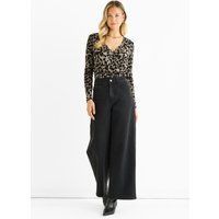 Jersey-Wickelbody mit Animal-Print
