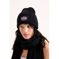 Juicy Couture Wappen Unisex Erwachsene Schwarzes Hut- und Schal-Set - Einheitsgröße
