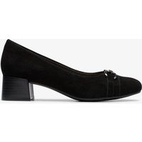 Schwarze Wildleder-Pumps mit Blockabsatz