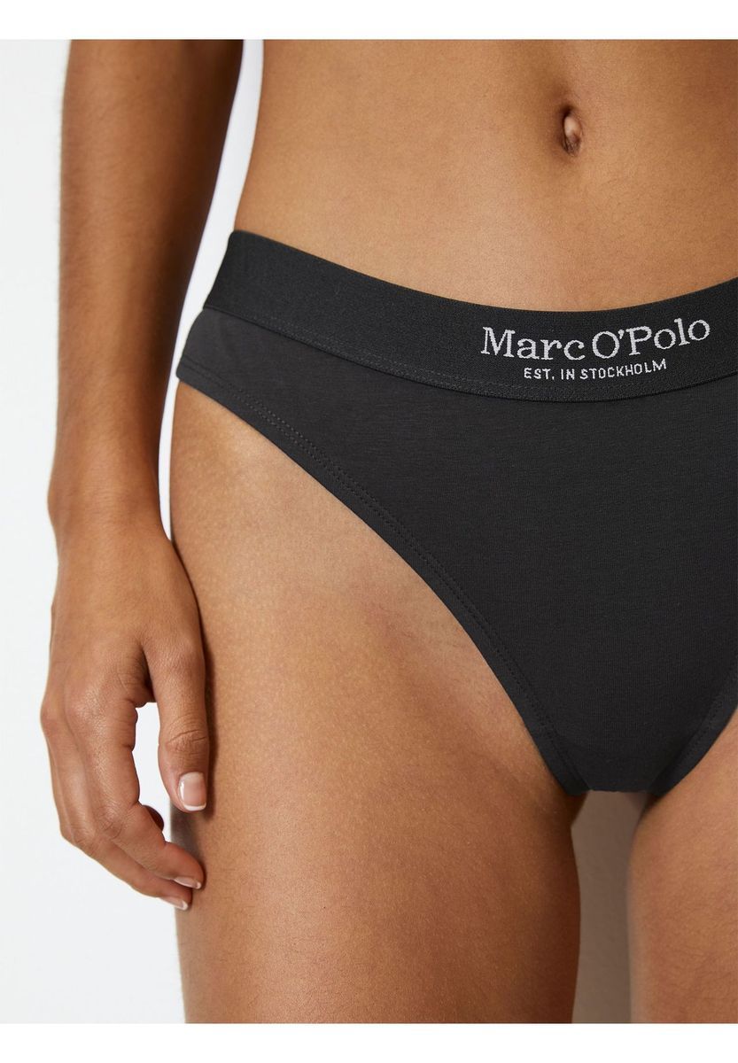 Essentielles schwarzes Baumwoll-String-Tanga-Set