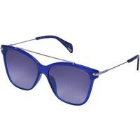 Blaue quadratische Sonnenbrille mit Metallbügel