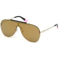 Übergroße Schild-Sonnenbrille mit goldenem Rahmen