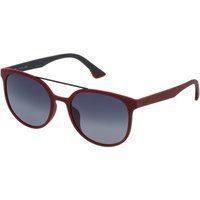 Runde bordeauxfarbene Sonnenbrille mit Metalldetail