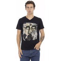 Vintage Print V-Ausschnitt T-Shirt