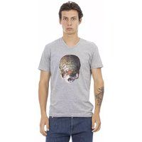 T-Shirt mit V-Ausschnitt und Schädelgrafik