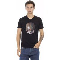 Totenkopf Grafik V-Ausschnitt T-Shirt