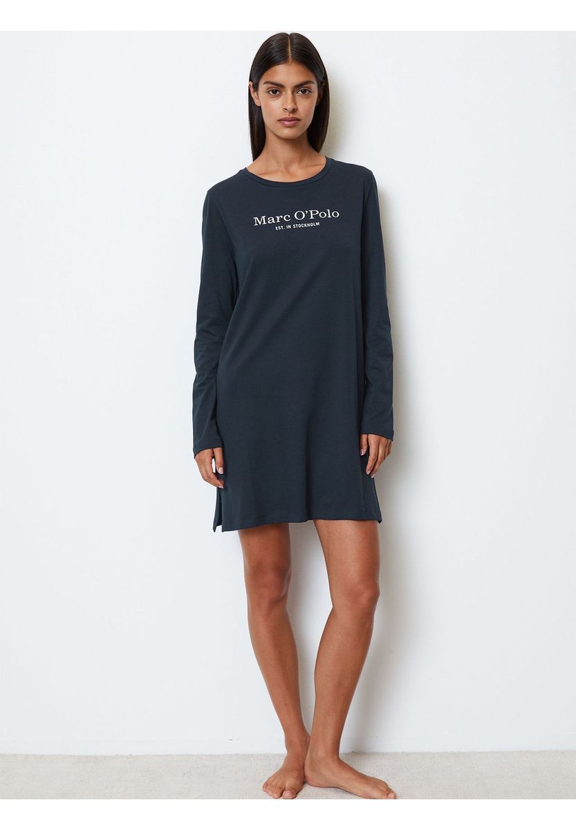 Langarm Baumwoll Nachthemd-Kleid