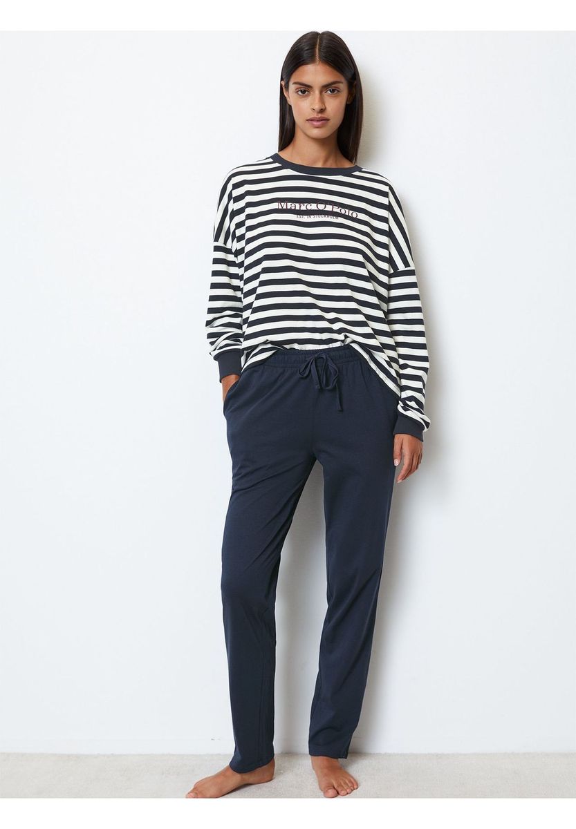 Gestreiftes Langarm-Pyjama-Set