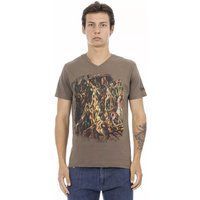 T-Shirt mit V-Ausschnitt und Abstraktem Print