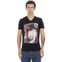 Baumwoll-T-Shirt mit Grafikdruck und V-Ausschnitt