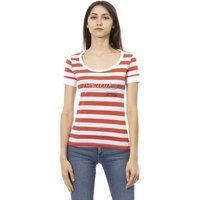 Gestreiftes T-Shirt mit Strassdetails