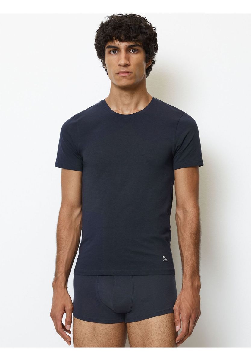 Klassisches marineblaues Rundhals-T-Shirt im Pack