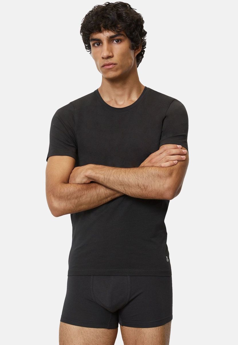 Klassisches schwarzes Rundhals-Shirt im Doppelpack