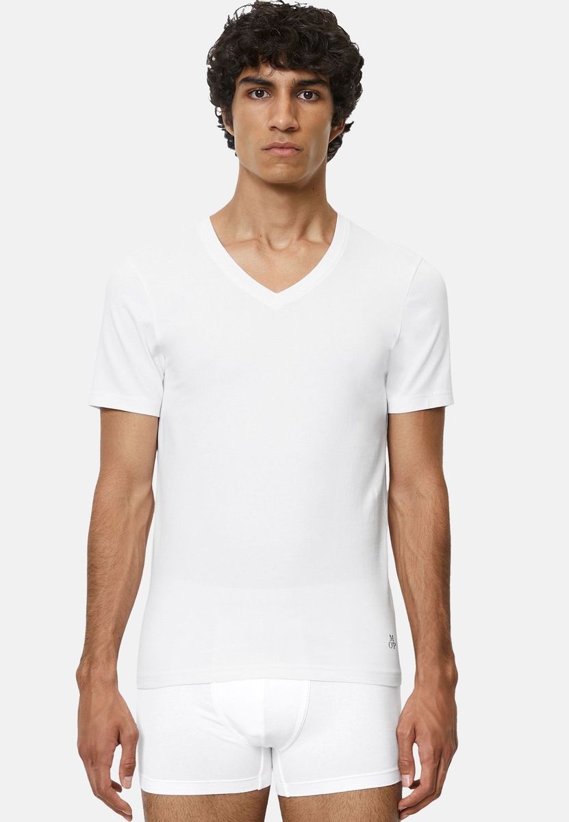 Klassisches weißes V-Ausschnitt Unterhemd Doppelpack