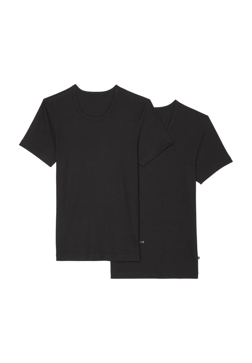 Schwarzes Feinripp-Unterhemd für Herren, 2er-Pack