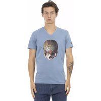 Totenkopf Grafik V-Ausschnitt T-Shirt